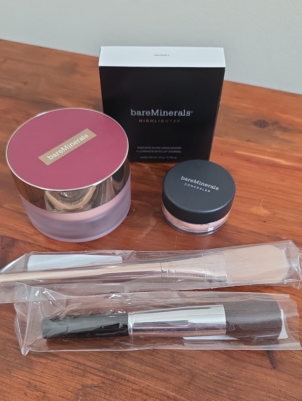bareMinerals Powder, Concealer, Highlighter, and Brush Bundle Set